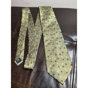 GRANT THOMAS Green with Blue Circles 100% Silk Tie